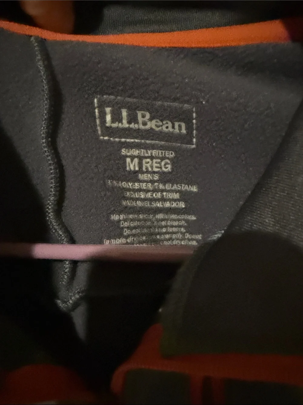L.L. Bean Grey Performance Quarter-Zip Pullover with Dark Burnt OrangeTrim